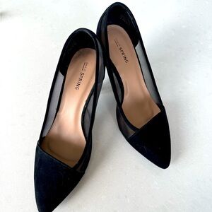 Black mesh heels/pumps